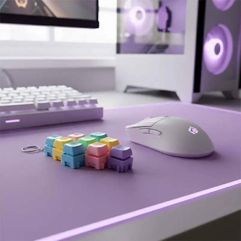 Portable Keyboard Keychain Stress Reliever Fingertip Press Key Gift for Coworkers Office Desk