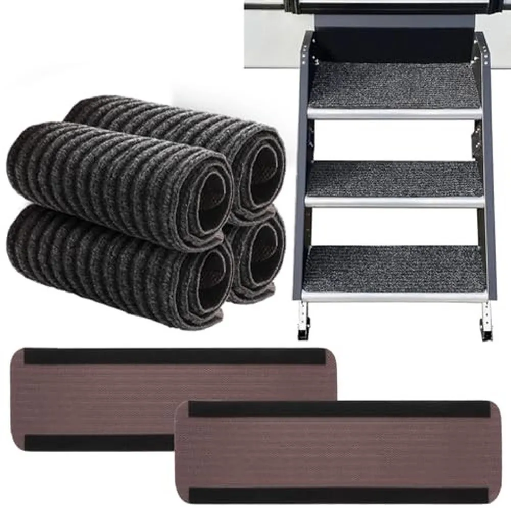 

RV Step Cover Kit 4 Pieces Polyester Construction for Standard Recreational Vehicle Stair Step Tread Replacement