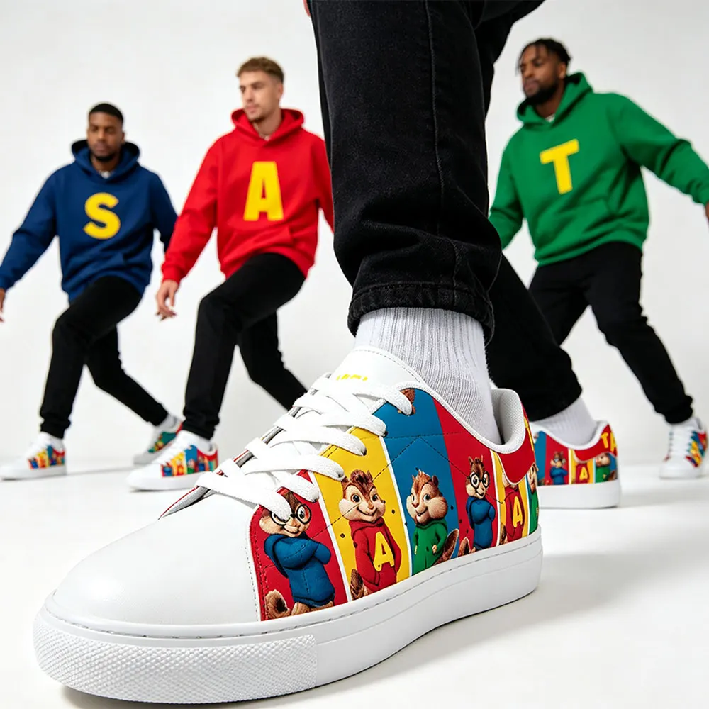 Hot Alvin and The Chipmunks Custom Printed Sneakers Fashion Unisex Casual Sportswear Men's Women Force Sneaker POD Casual Shoes