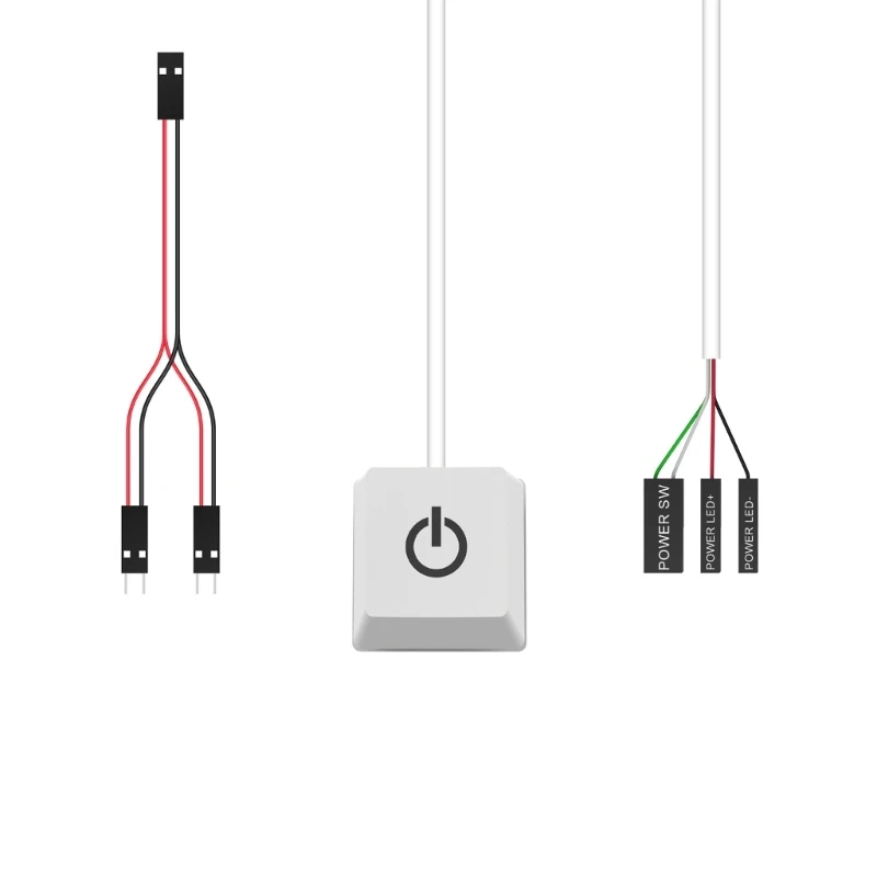 Cable extensión botón encendido/apagado arranque externo F3KE, luz LED colorida 2m, interruptor escritorio