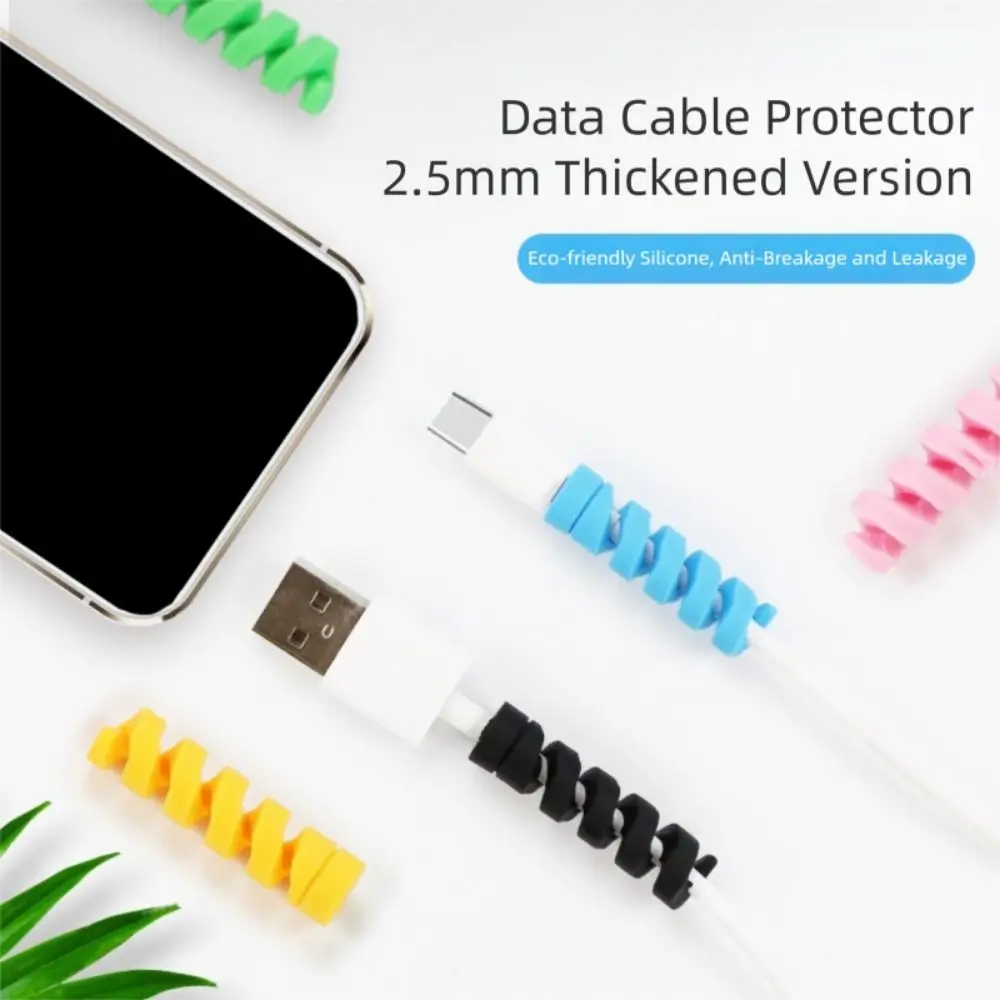 Practical TPR Data Cable Protector Multi-Color Flexible Charge Cable Sleeve Anti Break Spiral Cable Winder For iPhone Phone