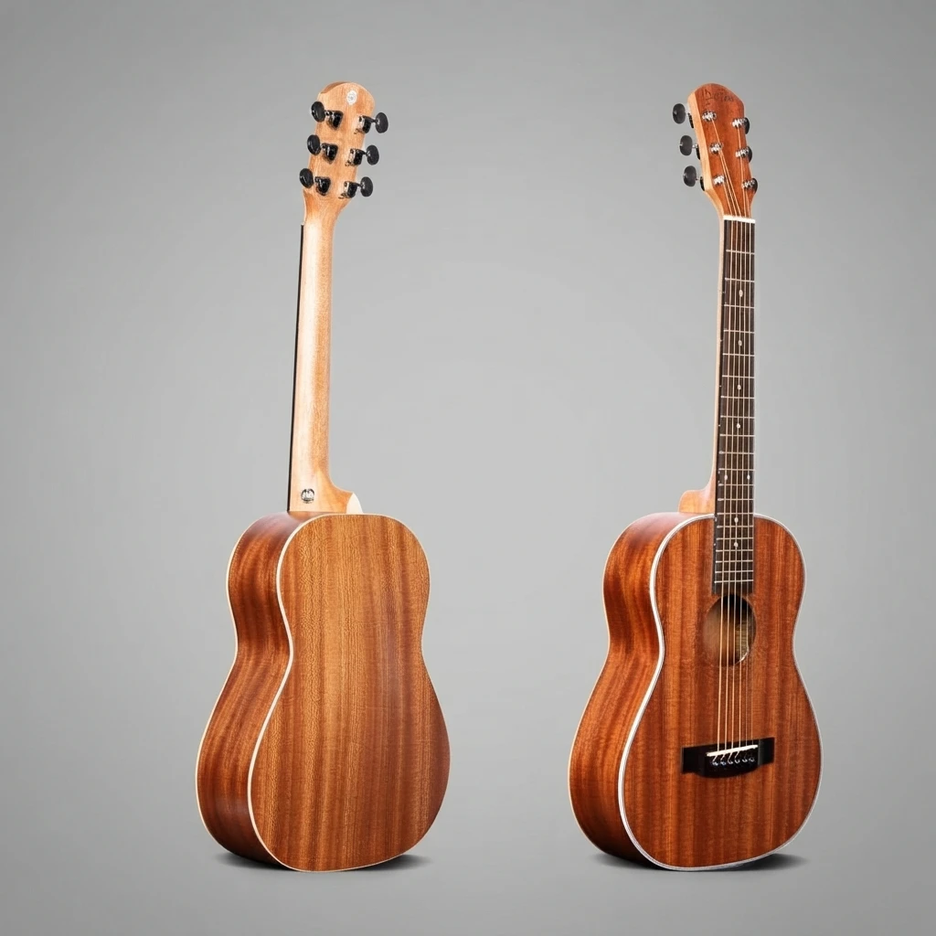 Acoustic Guitar 6 Strings Mahogany Body Glossy Natural Steel String Folk Guitar for Beginner Adults Students Musical Instrument