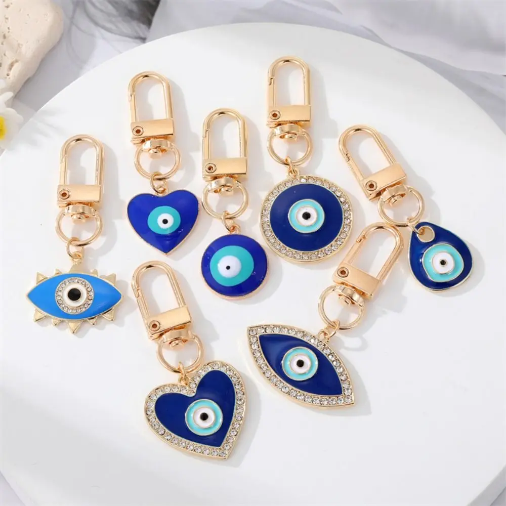 

Turkish Blue Eye Pendant Keychain Demon Eye Keyring Friend Lovers Enamel Fatima Bag Car Interior Decor Accessories