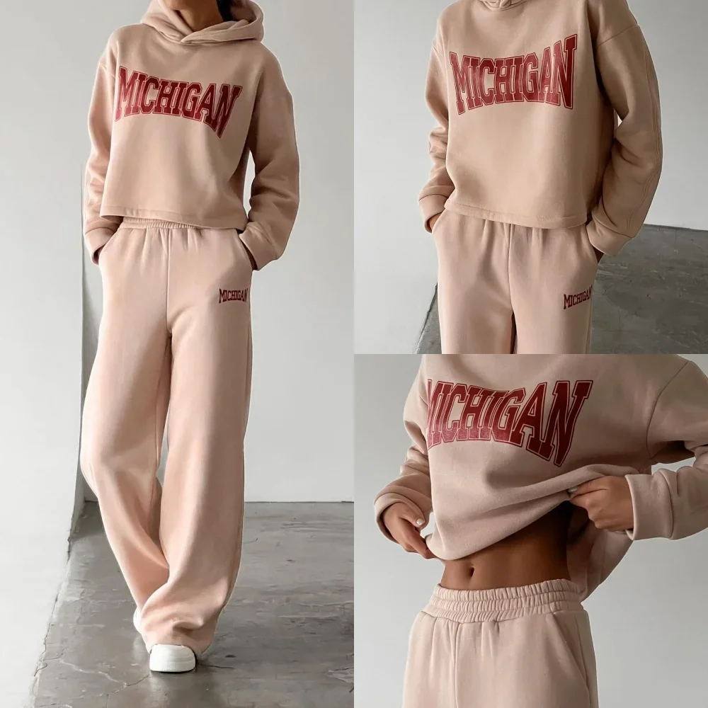 

Женская абрикосовая розовая уличная толстовка в стиле ретро с буквенным принтом и длинным рукавом, повседневный теплый свободный женский топ большого размера, осень