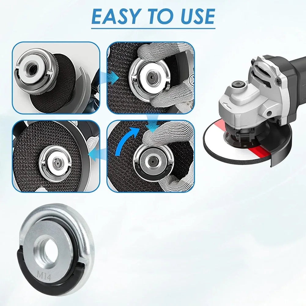 2Pcs Quick Release Flange Nut Self-locking Flange Nuts For Angle Grinders Accessories Abrasive Tools Pull Ring Pressure Plate