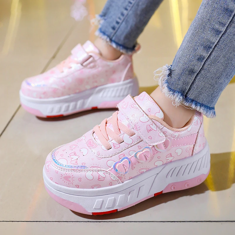 Nuove scarpe da pattinaggio a rotelle alla moda per bambini Comode scarpe da pattinaggio a rotelle per fitness all'aperto per ragazze Taglia 29-40