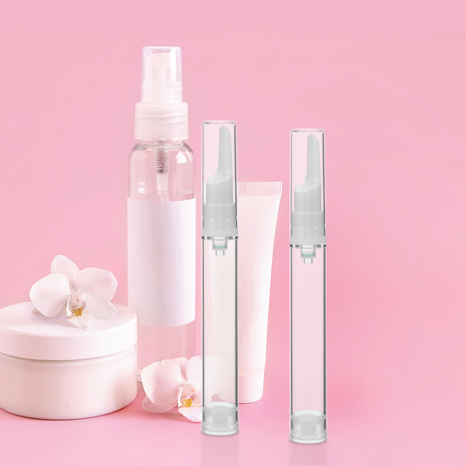 

10 Pcs 15ml Eye Cream Bottles Airless Pump Containers Portable Travel Moisturizer Jars PP AS Vacuum Dispenser Skincare Tools