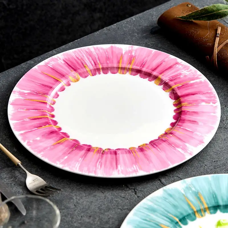 

11 Inch Western Style Dining Plate Highend Ceramic Tableware Creative Home Placement Plate Breakfast Plate