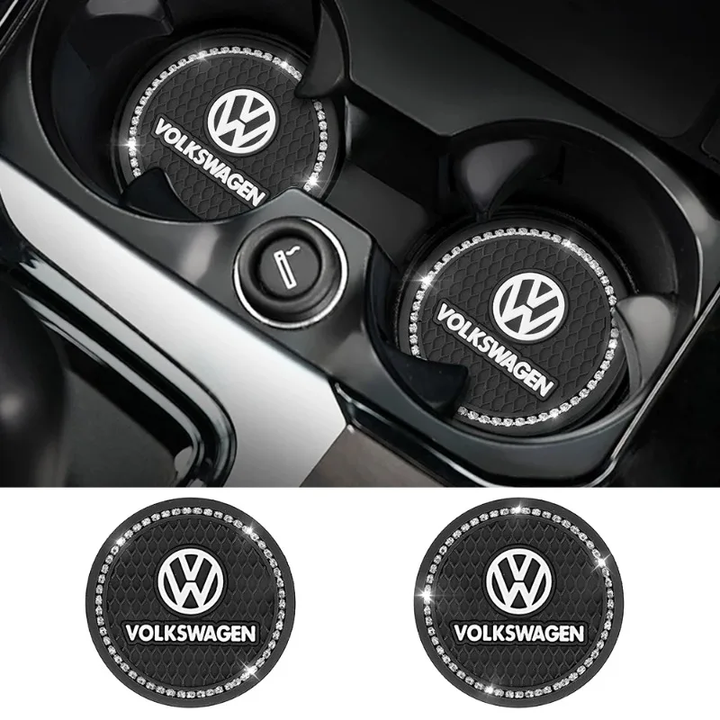 

Car Sticker Valve Stems Caps 2Pcs Car Silicone Coaster Anti-slip Pad Water Cup Holder Mats For Volkswagen Rline Bora Golf 4 5 Po