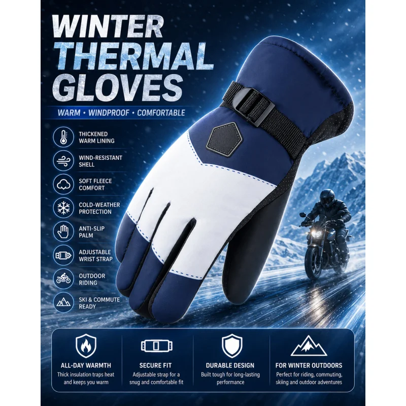 

Thick Winter Gloves for Skiing, Motorcycle Riding & Delivery