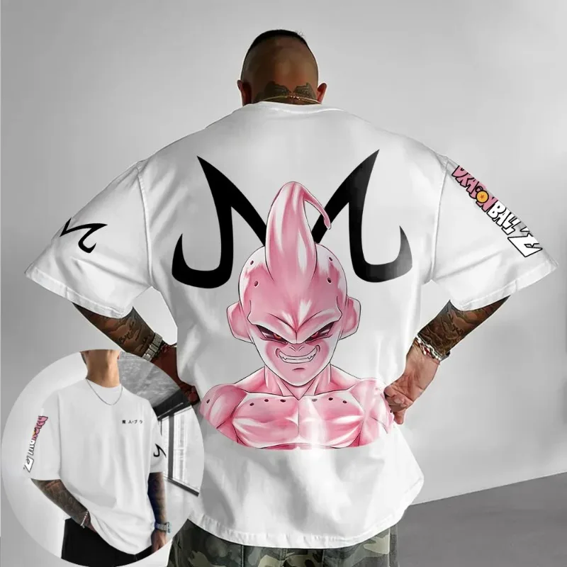 

Мужская футболка Dragon Ball Majin Buu, японская аниме-футболка, летняя, для мальчиков, детская, с коротким рукавом, трендовая, оверсайз, универсальная, для родителей и детей