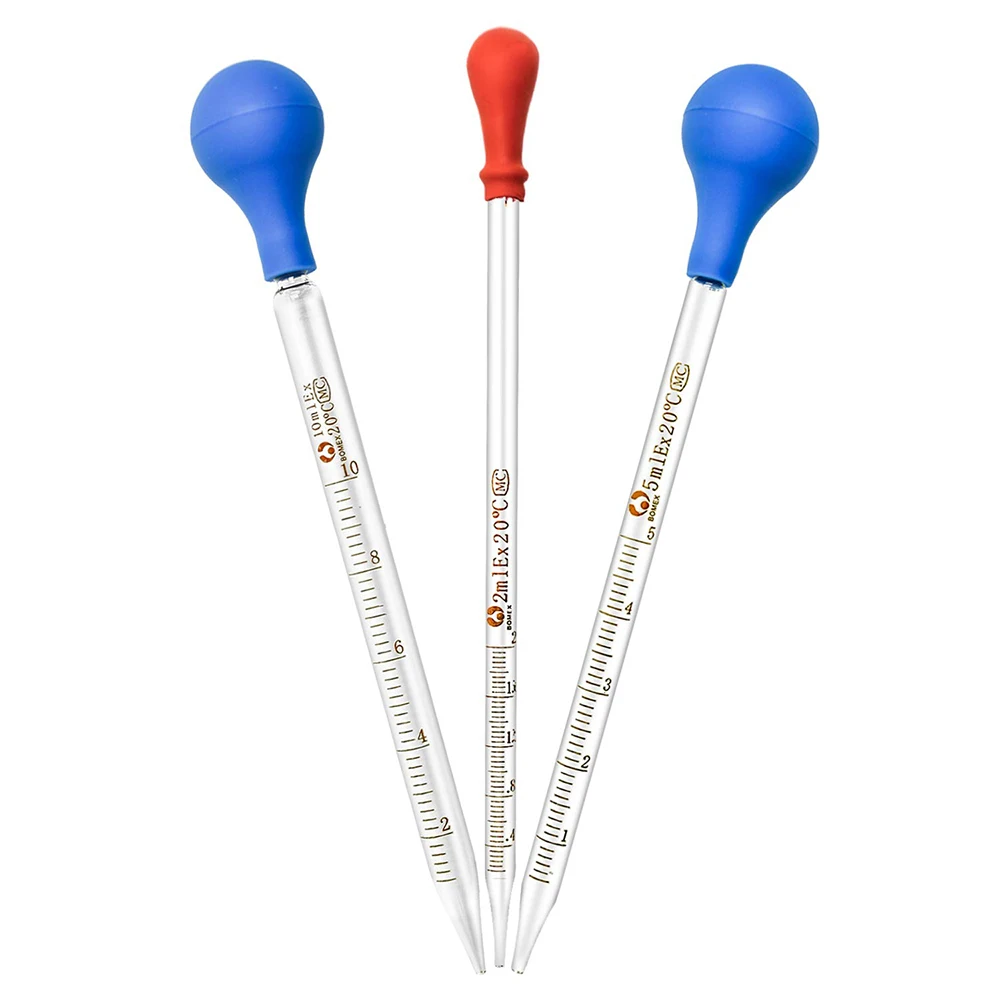 

3 Pcs 10ml 5ml 2ml Glass Graduated Pipettes Scale Line Transfer Lab Dropper For Liquid Essential Oil Fluid And Liquid Pipettors