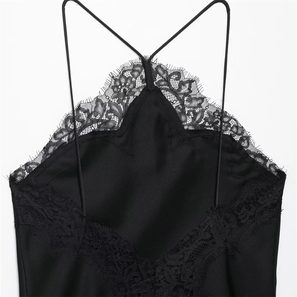 UNIZERA 2025 new women's casual fashion design with European and American style lace and satin texture dress