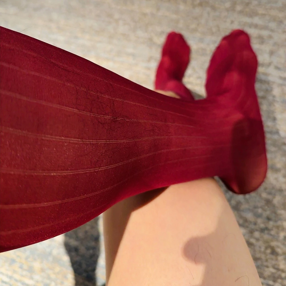 

1 пара мужских эластичных чулок в полоску со средней трубкой, торжественное платье, деловые носки, повседневные сексуальные прозрачные мужские носки