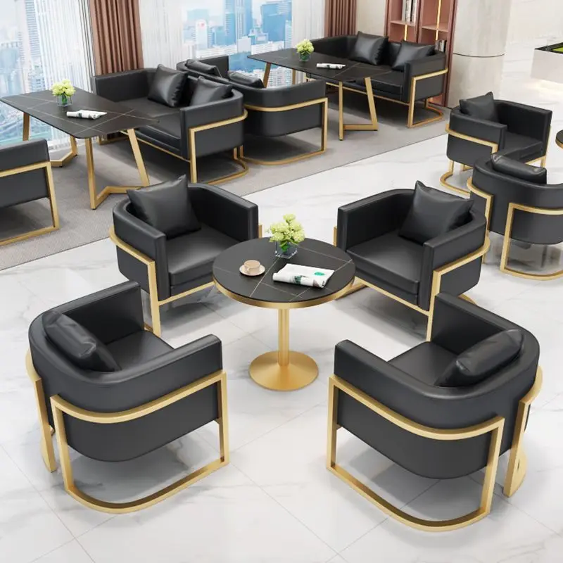 custom. [Light Luxury Texture] Simple Café Negotiation Table and Chairs Sales Office Reception Rest Area Reception Sofa Receptio