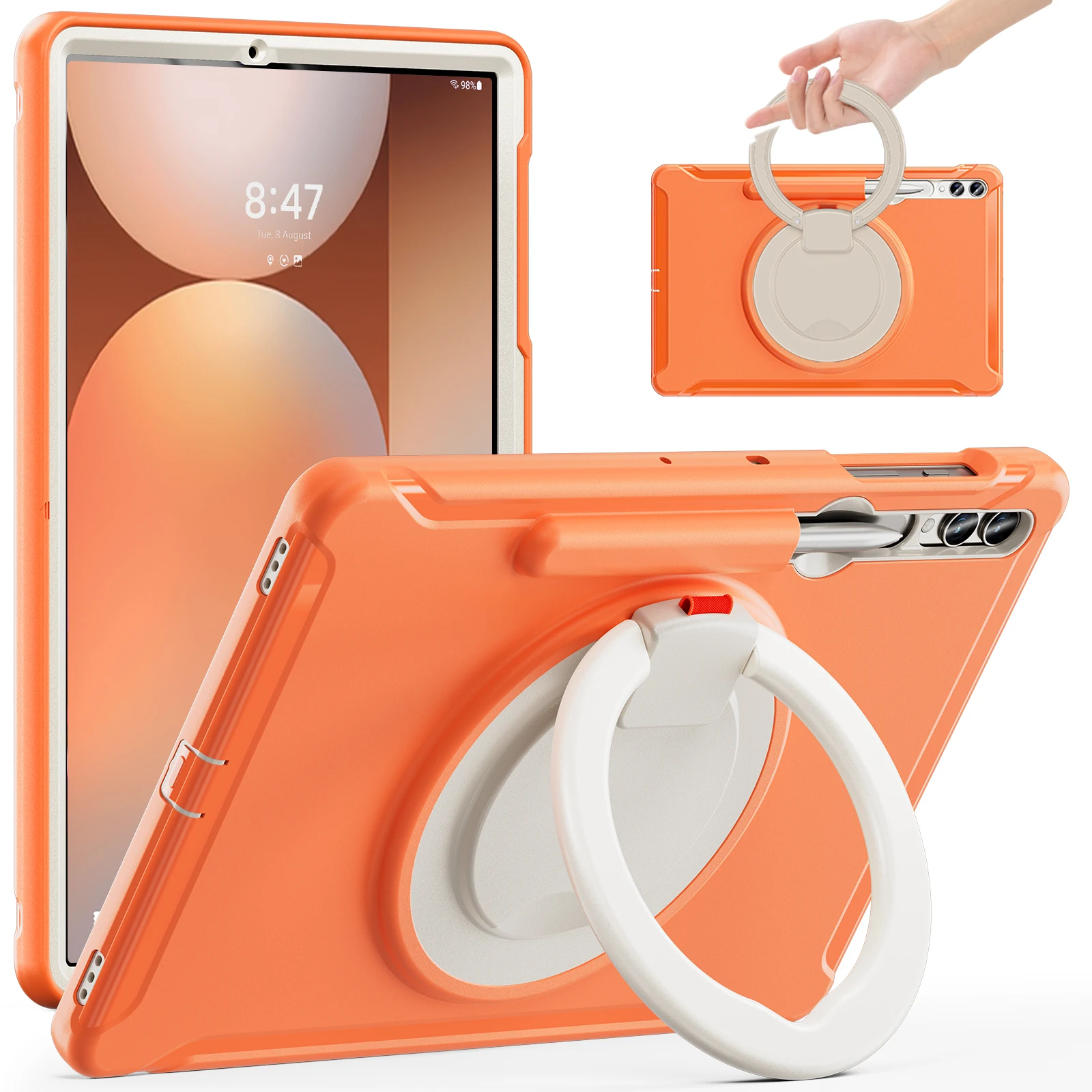Etui na tablet Samsung Tab S9 S8 S7 Plus S10 FE S6 A9 A8 S7fe A7 Lite z uchwytem, podpórką, odporne na wstrząsy, twarde etui z funkcją podstawki, pokrowiec, funda — zdjęcie produktu 3