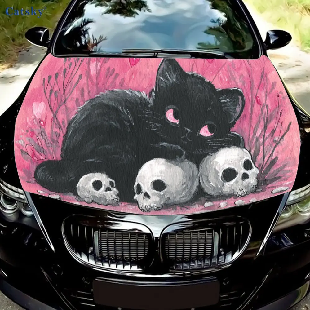 

Cute kitten and skull print,car hood stickers,PVC waterproof Self adhesive car hood sticker,car hood decoration protection stick