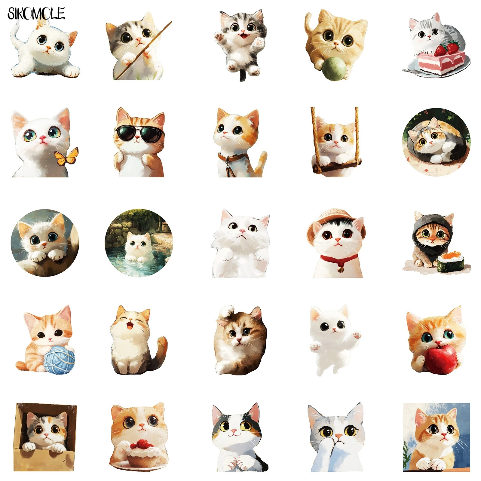 10/30/50PCS Del Fumetto Kawaii Grandi Occhi Gatto Anime Adesivi Animali Estetici Decalcomania FAI DA TE Laptop Skateboard Impermeabile Graffiti adesivo