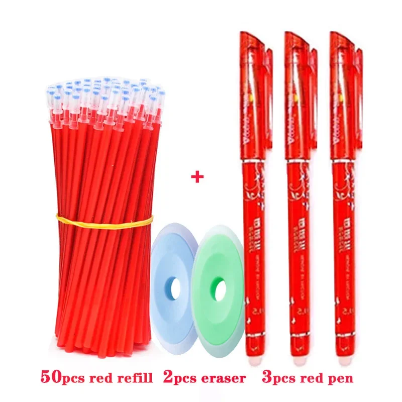 55 teile/los Löschbaren Gel Stift 0,5mm Refill Stange Magische Tinte Löschbaren Stift Waschbar Griff Büro Schule Schriftlich Werkzeuge Kawaii schreibwaren