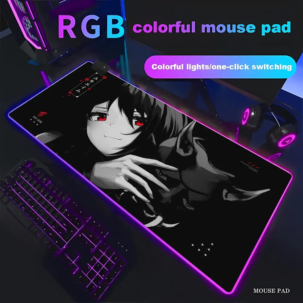 

HYBXAXC Large Gaming Mouse Pad Animation Games Beautiful RGB Gaming Mouse Pad Gamer Large LED Light Computer pad Non-slip Decor