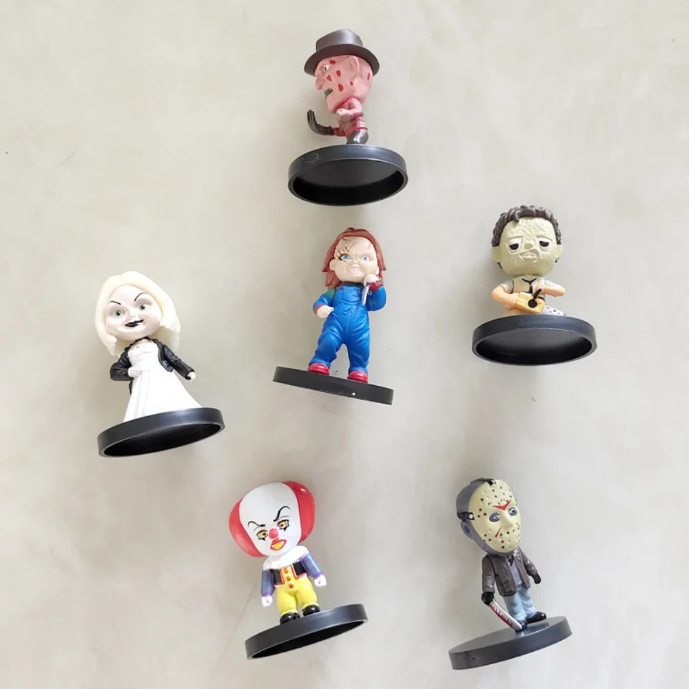 

6pcs/set Horror Movie Characters Action Figures PVC Chucky Saw Zombie Joker Scary Halloween Decoration Toys Anime Figuras