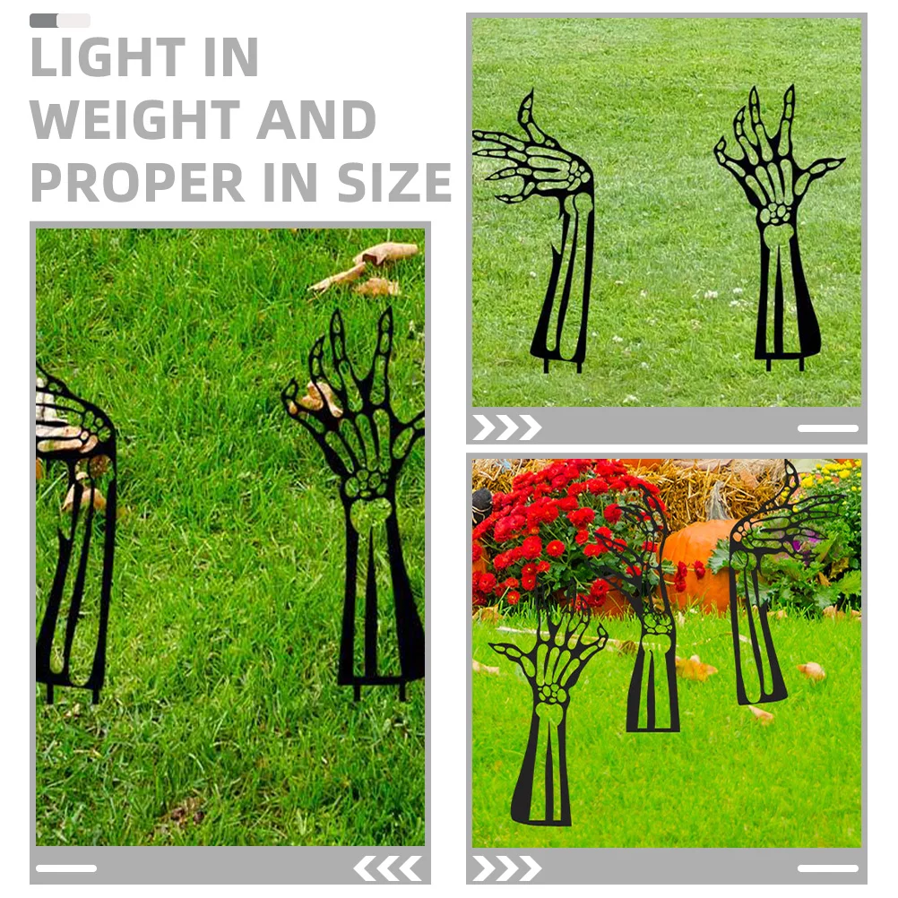 

3Pcs Halloween Skull Ghost Hand Iron Yard Signs Outdoor Garden Stakes Scary Halloween Yard Decoration Lawn Party Props