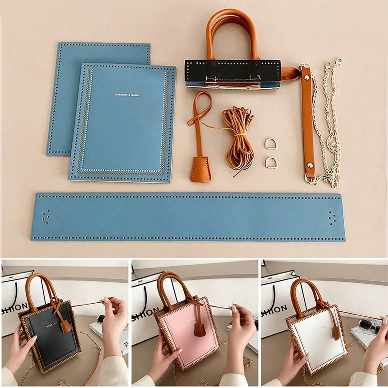 

DIY сумки для вязания крючком из искусственной кожи, набор материалов для изготовления сумок ручной работы, кошелек, сумка через плечо, швейные аксессуары