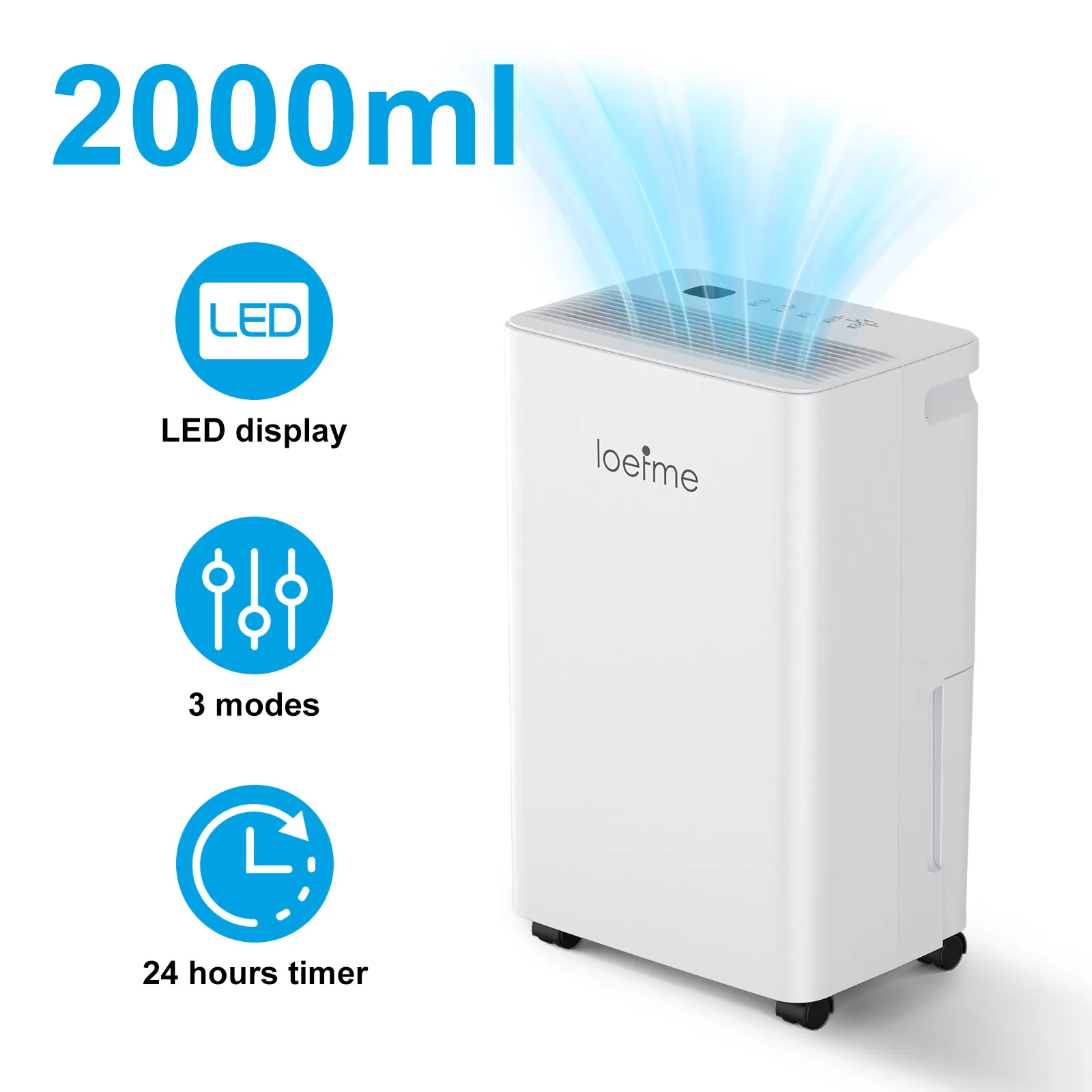 2L Portable Quiet Dehumidifier for Home, Efficient Air Dryer for Moisture, Mould Damp, 12L/Day, Ideal for Bedrooms, Basements