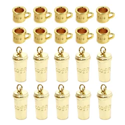 1pc 3D Cup Coffee Brass Charms 18K Gold Plated Creative Pendants DIY Necklace Elegant Jewelry Accessory for Women