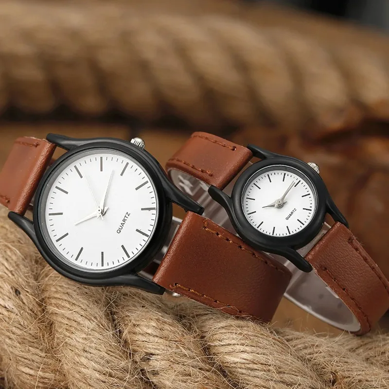 Classic Leather Strap Quartz Watch - close-up view