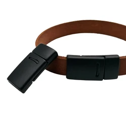 Pitchy Matte Black Magnetic Clasps for Bracelet Making 10mm Flat Leather Band Glue 10x2mm Inner Hole
