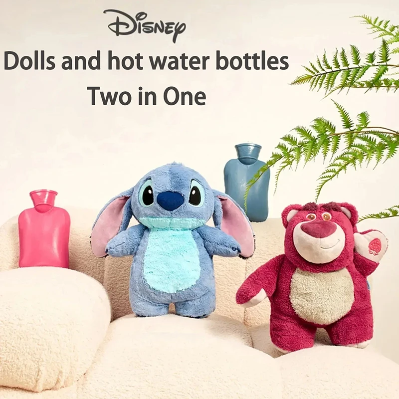 Disney Cartoon Plush Hand Warm Bottle Stitch Cartoon Water Filled Hand Warmer Hot Water Bottles Girlfriend Holiday Gift Genuine