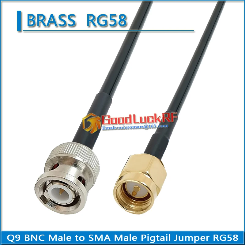 

Q9 BNC Male to SMA Male Pigtail Jumper RG-58 RG58 3D-FB Extend cable 50 Ohm low loss High-quality