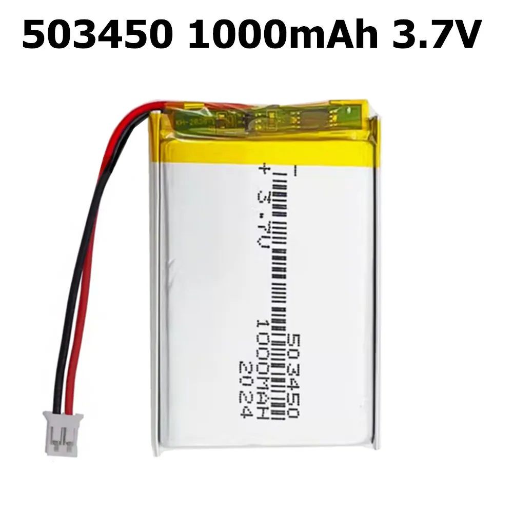 2PCS/Lot 603450 503450 1000mAh 3.7V 2.0mm Li-Polymer Rechargeable Battery for MP3 GPS Bluetooth Speaker Smart Phone LED Lamp