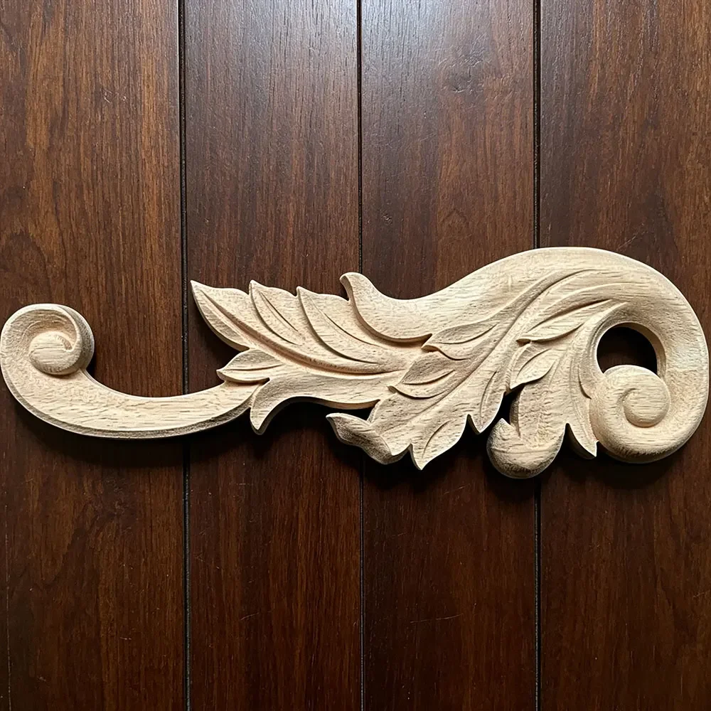 30cm Unique European Unpainted Wood Carved Frame Onlay Applique Corner Decoration of Furniture Doors Wood Furniture Decoration