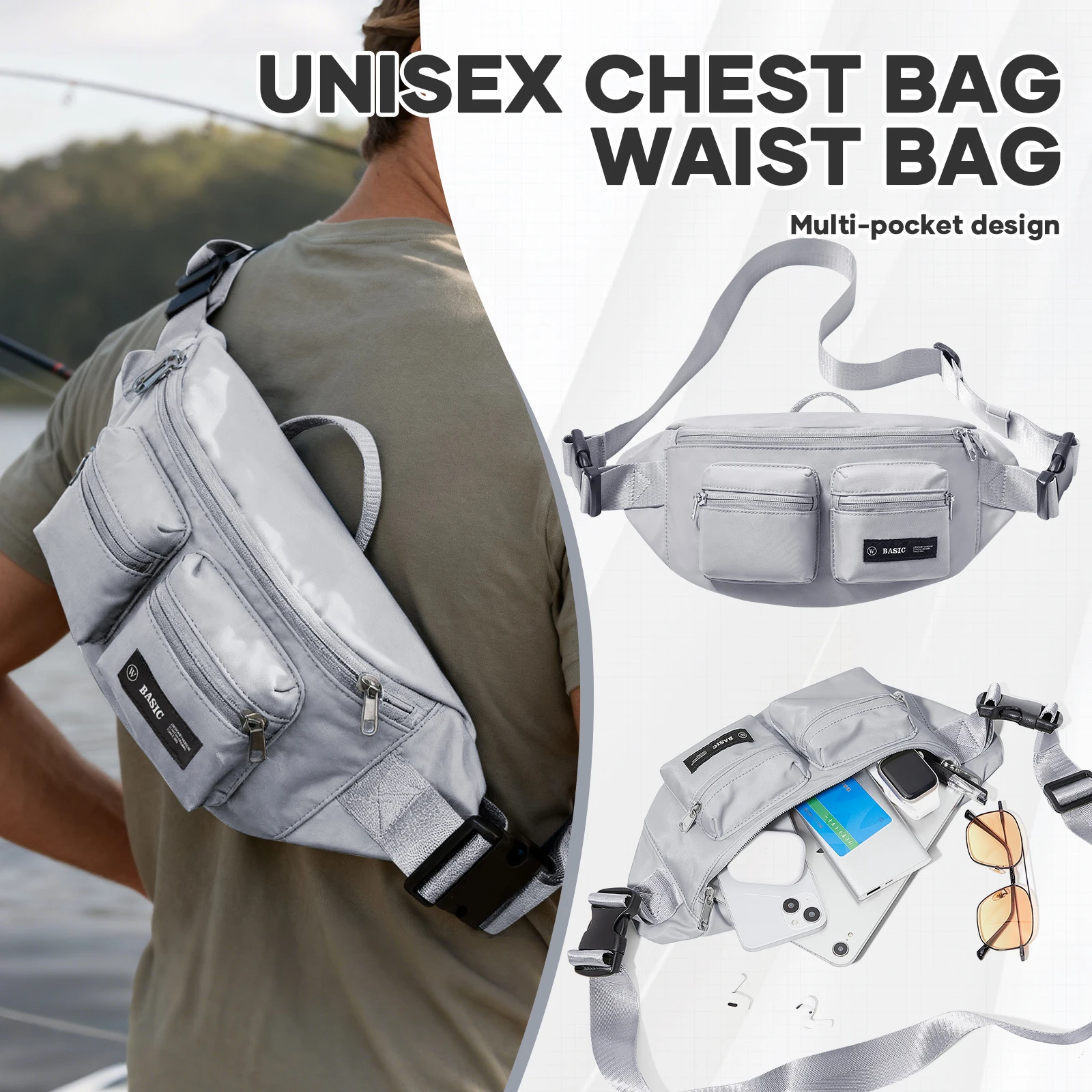 Sports Waist Bag for Men Women Waterproof Travel Money Belt Fanny Packs Chest Bag Hiking Cycling Running Running Motorcycle