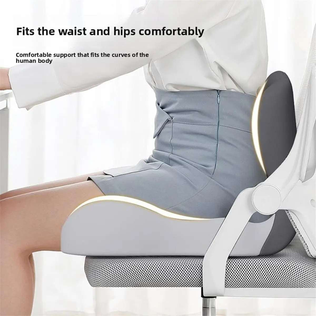 AA25 BEBAS Ergonomic Memory Foam Lumbar Support Pillow for Car, Office Chairs, and Wheelchairs