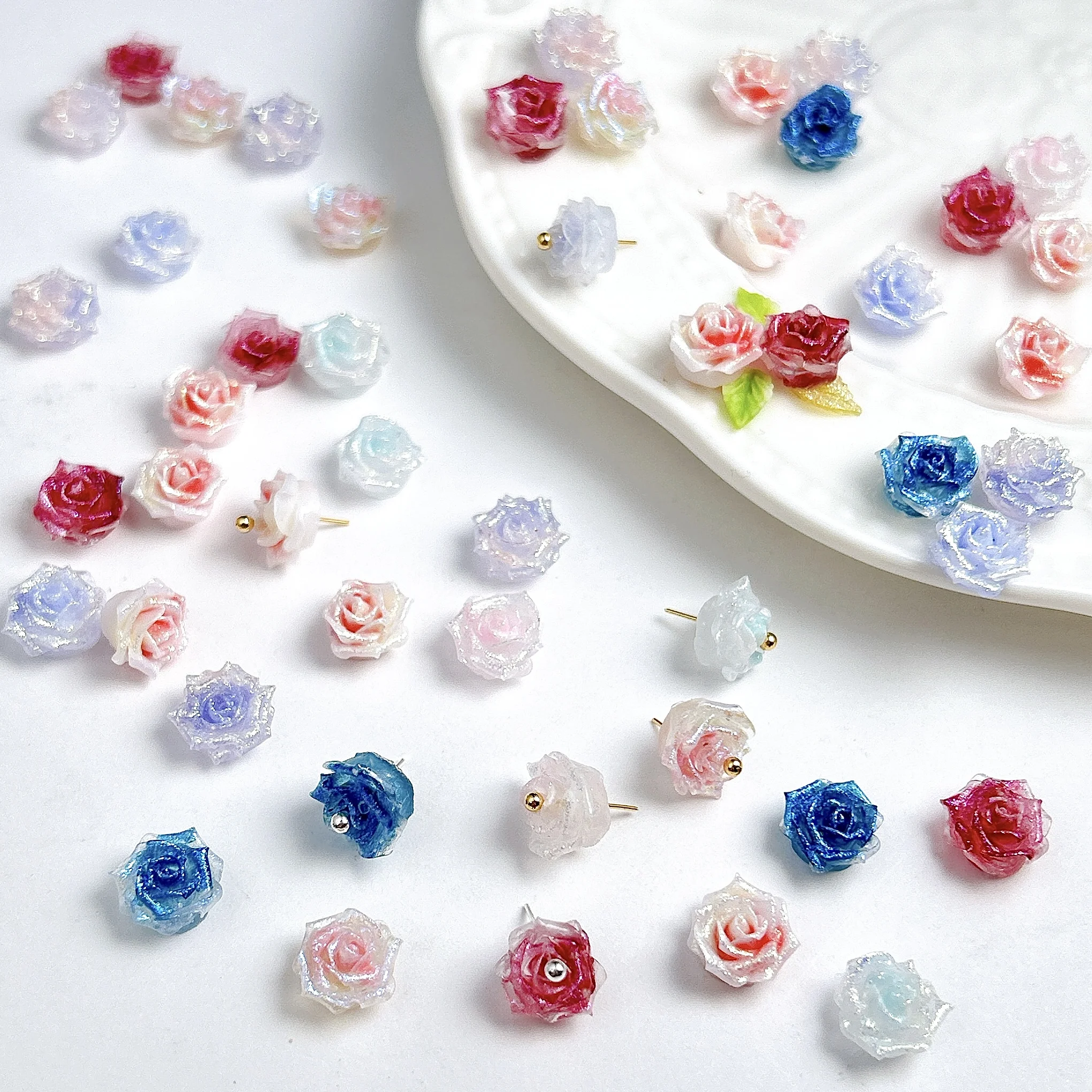 3D Nuovo Speciale Morbido Camelia Rosa Resina Decorazioni per Nail Art Fiori Colorati Luminosi Unghie Pendenti e Ciondoli Accessori Unghie Fai da Te Artigianato