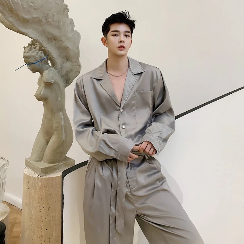 

Silky Smooth Satin Long Sve Loose Fit Collared irt Trendy Chic Spring Summer Youth Faion Loose irt Lazy Sle