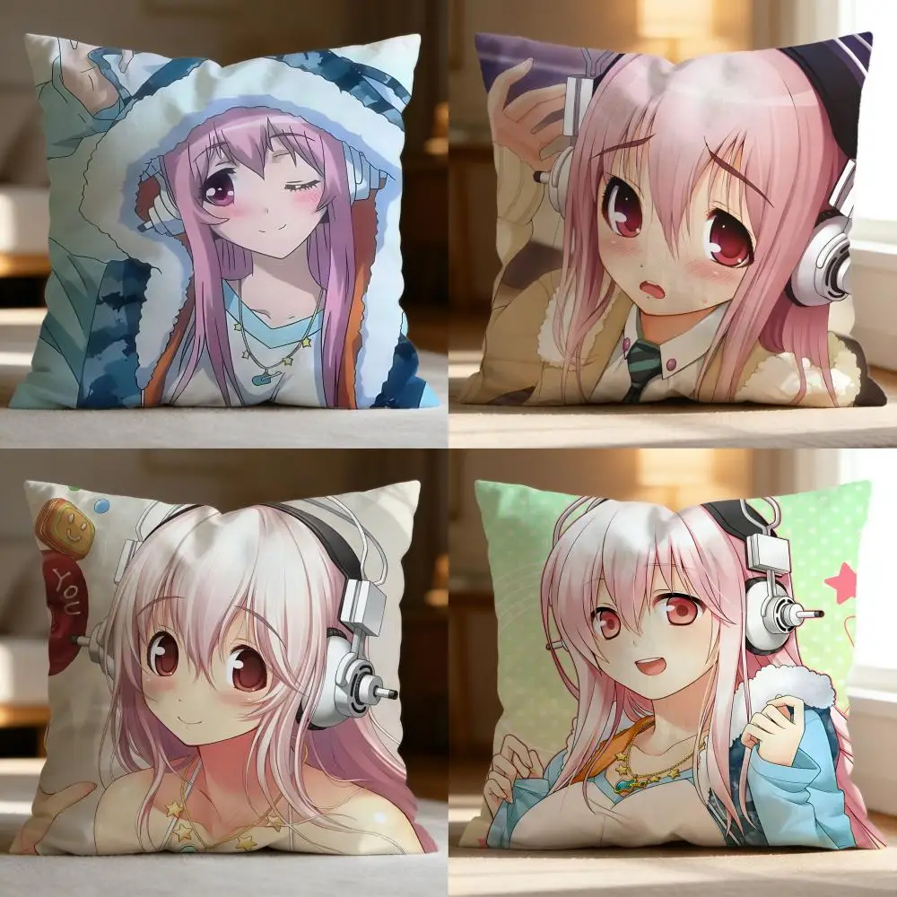 Fashion S-SSUPER SONICO Cushion Cover Soft Washable Pillow Case Multi-Scene for Couch Bed Travel Office Use