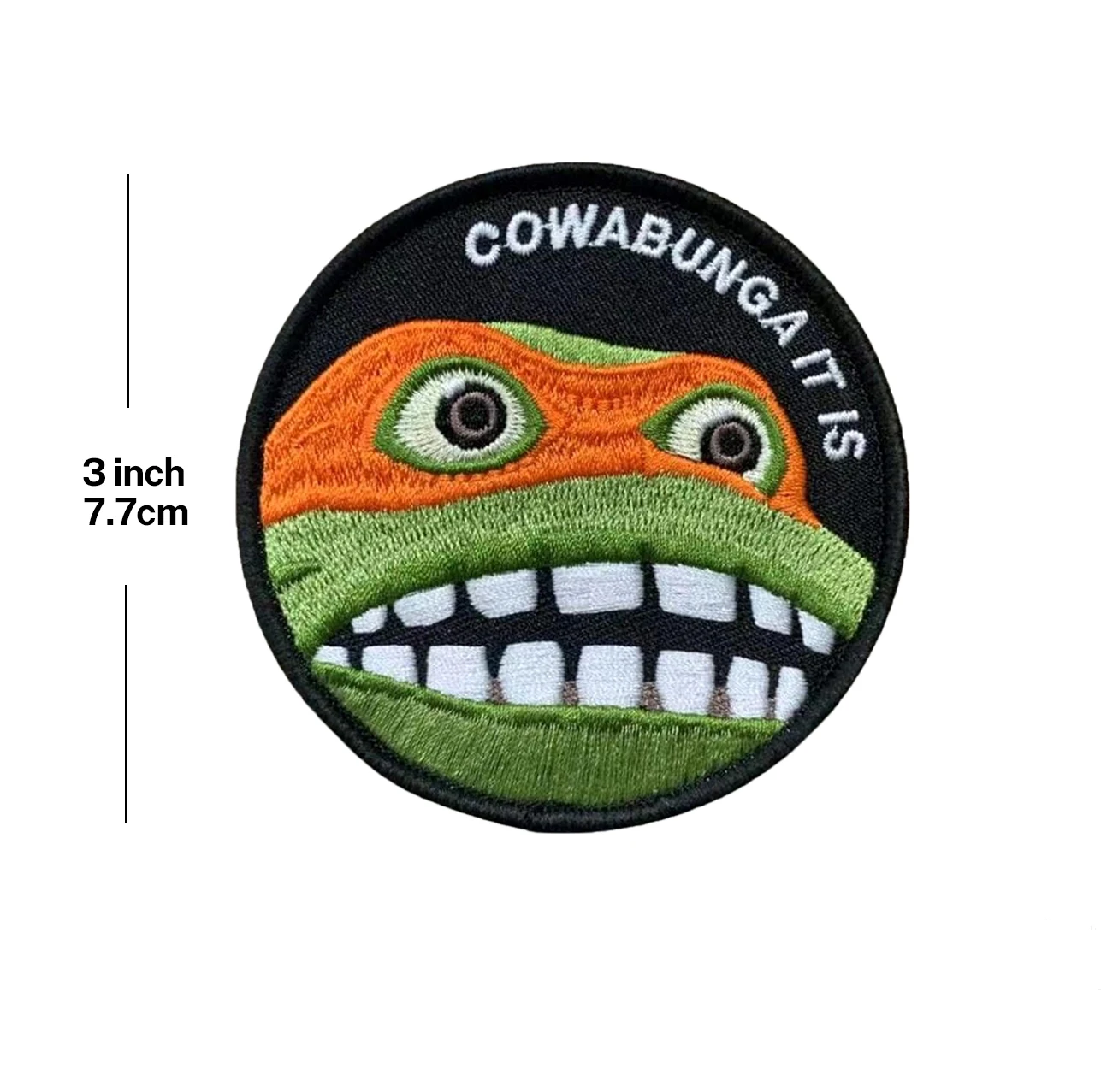 Cowabunga It Is – Lustiger, bestickter Moral-Aufnäher mit Klettverschluss für Rucksäcke, Uniformen, Jacken und Hüte – Detail 2