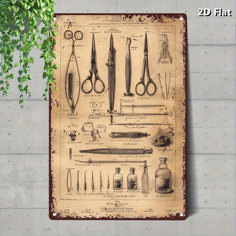 Vintage Retro Anatomical Sign Aluminum Wall Art Waterproof Durable Surgical Tools Poster Home Decor Gift