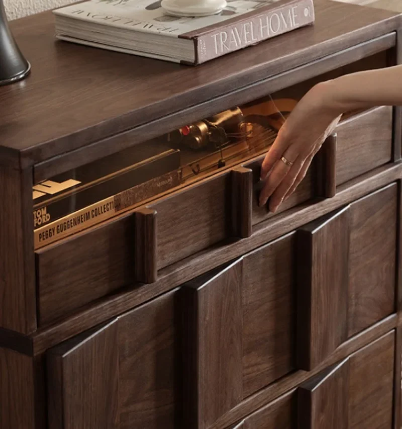 North American black walnut chest of drawers solid wood locker Nordic living room bucket cabinet bedroom storage log pumping