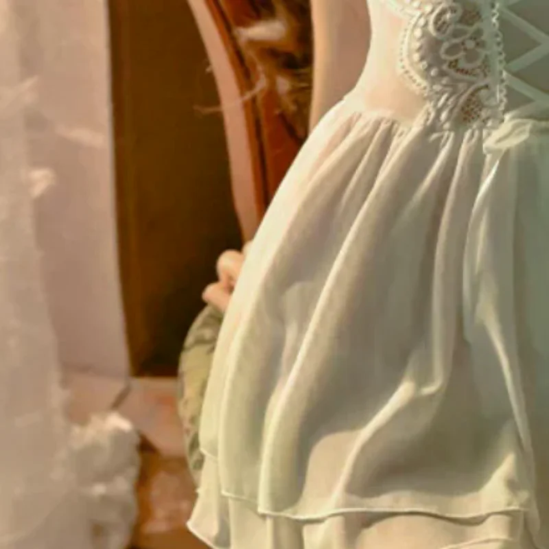 Set pigiama in rete con bretelle in lingerie sexy, camicia da notte in pizzo, con ferretto, raccolto puro desiderio