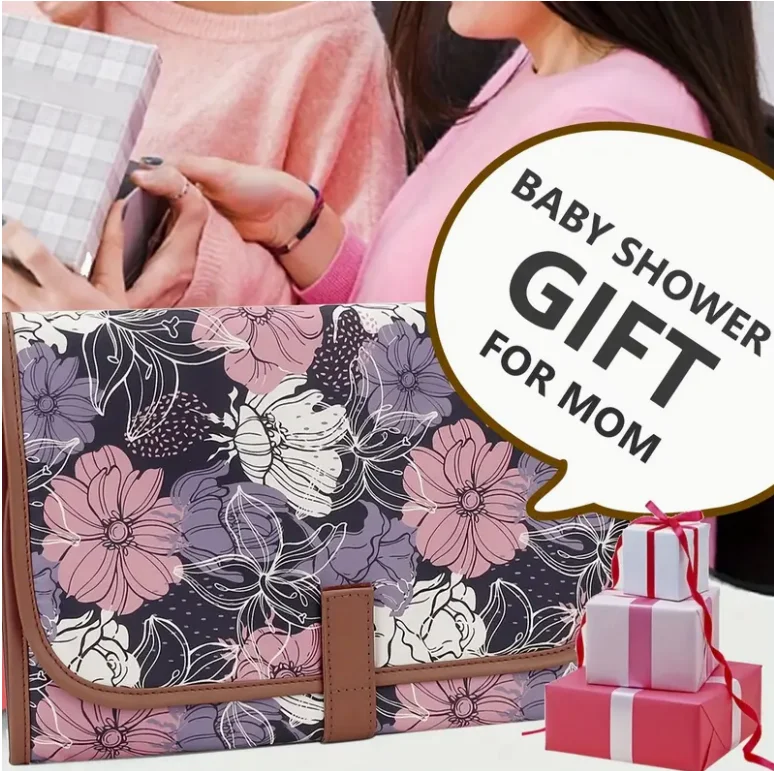 Portable Diaper Bag with Reusable Padded Mat & Liner - Lightweight Collapsible Design Compact Diaper Storage