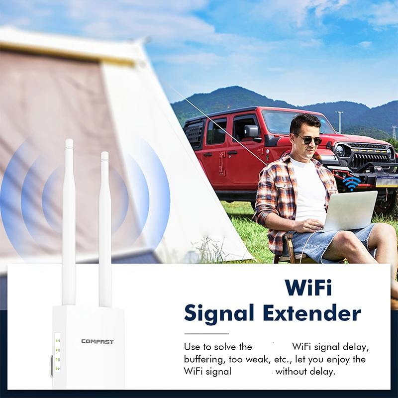 COMFAST 1200Mbps Outdoor Wifi Router Wi-Fi Range Extender Wireless AP 2G&5.8G Gigabit R45 Port 48V Access Point IP66 2*5dBi