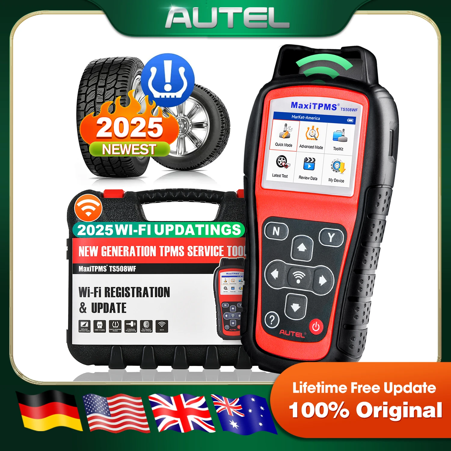 Autel MaxiTPMS TS508WF TS508 TPMS أداة تشخيصية مراقبة ضغط الإطارات TPMS MX-أجهزة الاستشعار مبرمج تفعيل إعادة تعلم أجهزة استشعار TPMS
