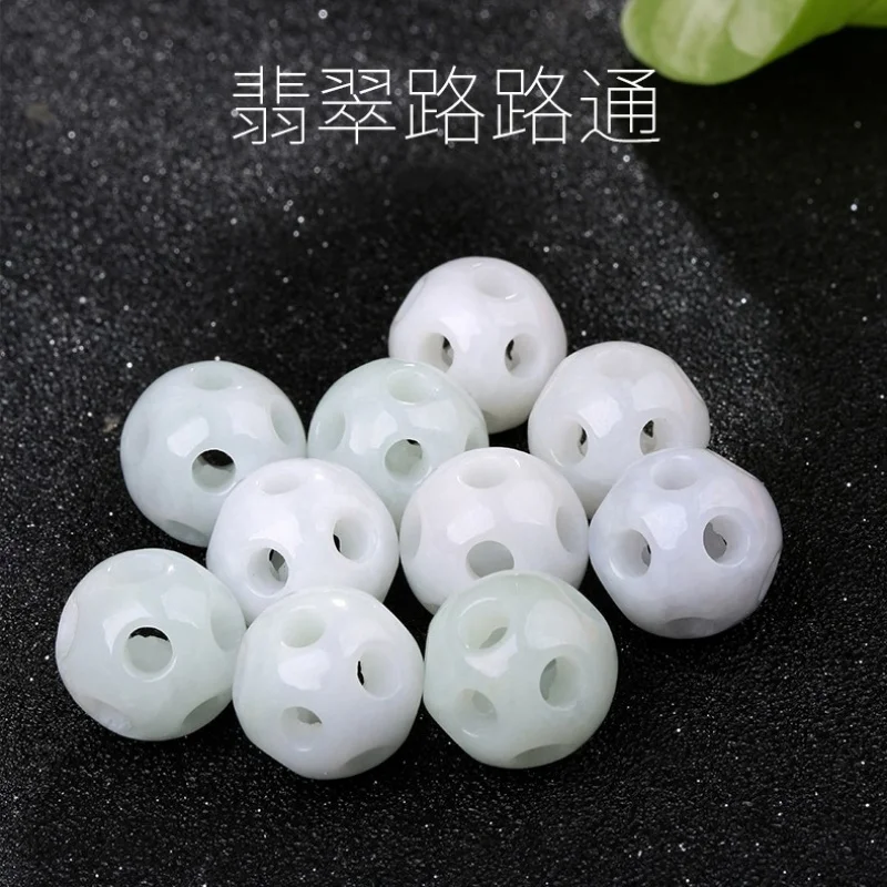 

Lulutong Jade Loose Beads Hollow Round Beads DIY Handmade Bracelet Necklace Jewelry Accessories