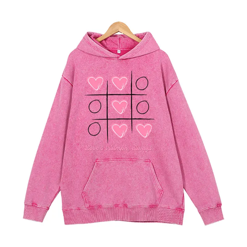 Women's Hoodie 2024 Autumn/Winter Retro Love Palace Grid Printed Trendy Design Loose Hooded Women's Top