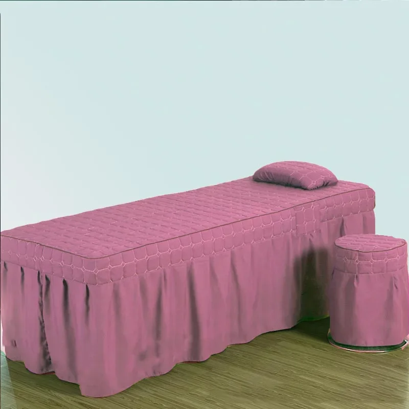 Beauty Salon Bed Sheet Set, Skin-Friendly Massage Sheet, Spa Bed, Full Cover with Pillowcase, Stool Cover, 3Pcs